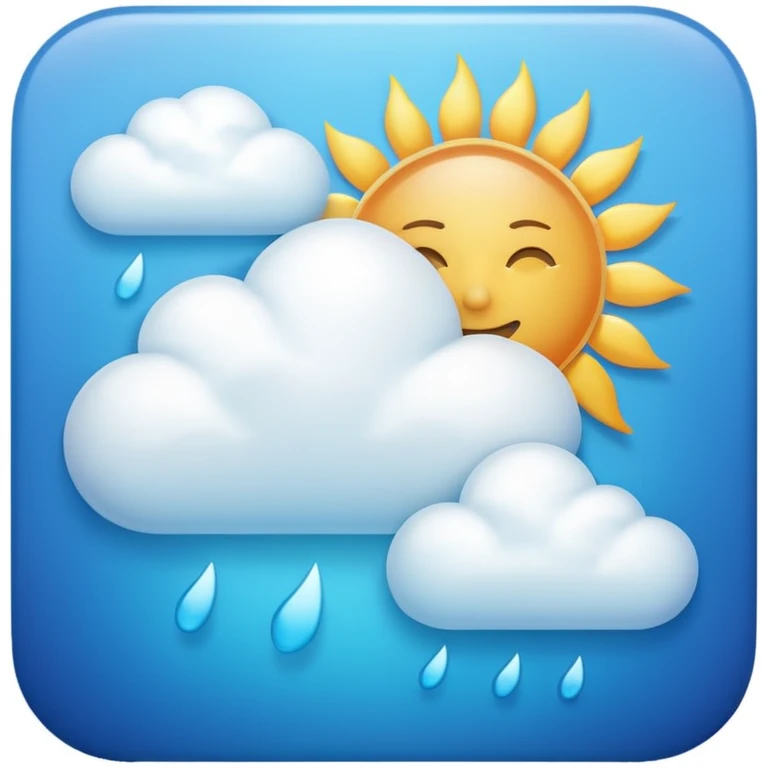modern minimal Apple Weather App icon with blue gradient background, sun and cloud, rounded square, digital icon style emoji