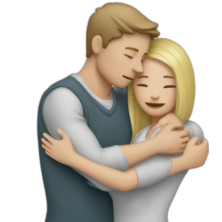 White couple hugging each other, while crying “WHITE” emoji