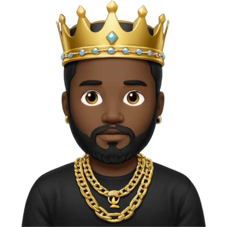 charly flow cabello negro camisa negra barba candena de oro rey  emoji
