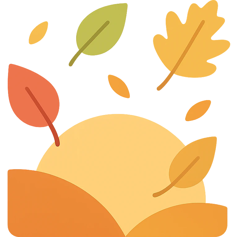 fall season scene in a square with leaves, warm tones emoji