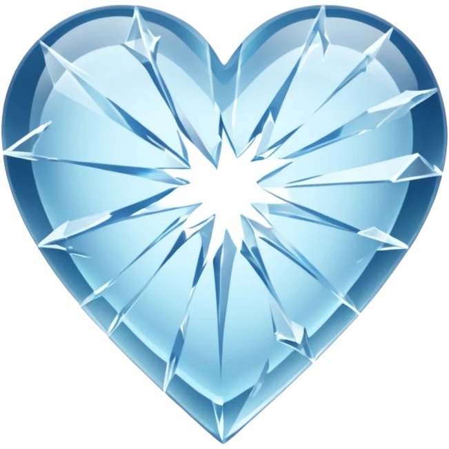 Frozen heart mid-shatter, shards suspended emoji