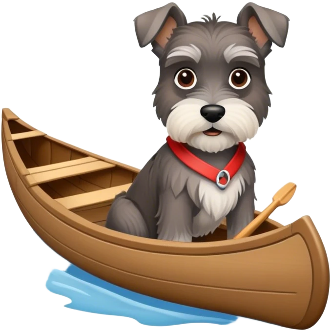 Schnauzer in canoe without paddles  emoji