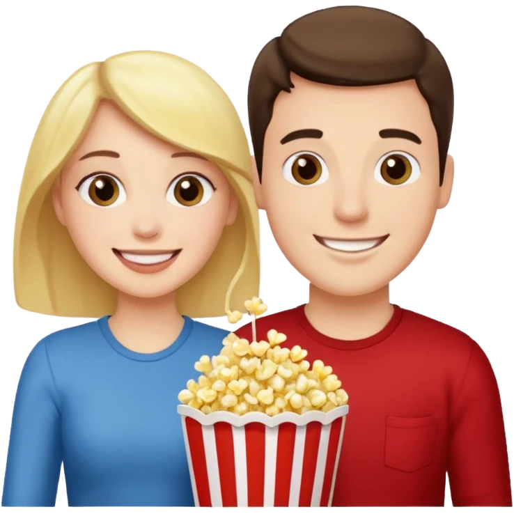 Crea un emoji dove un uomo e una donna mangiano i pop corn e guardano netflix emoji