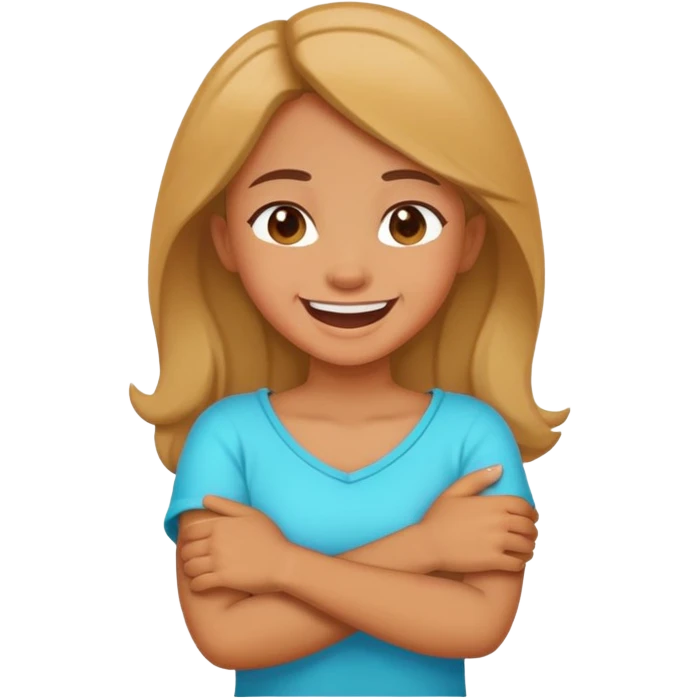 girl crossed arms holding neck laughing  emoji