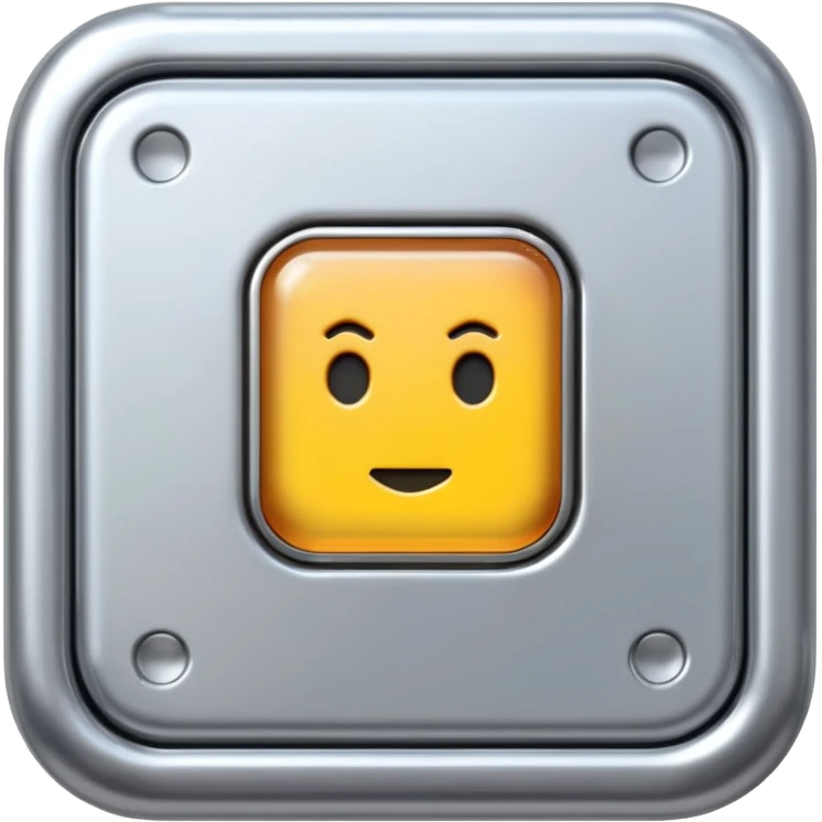 A futuristic microchip emoji made of polished silver chrome, minimal circuit details, smooth metallic surface, soft lighting, iOS emoji style, centered, clean white background emoji