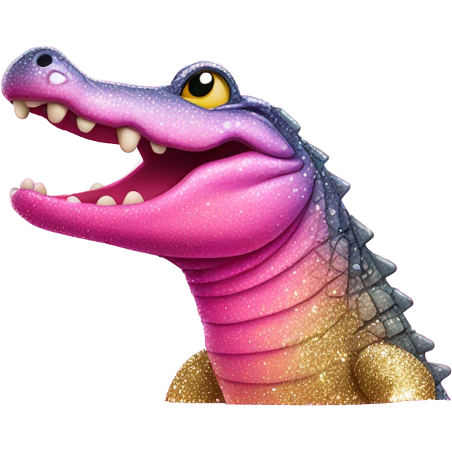 Pink ombre alligator with glitter emoji