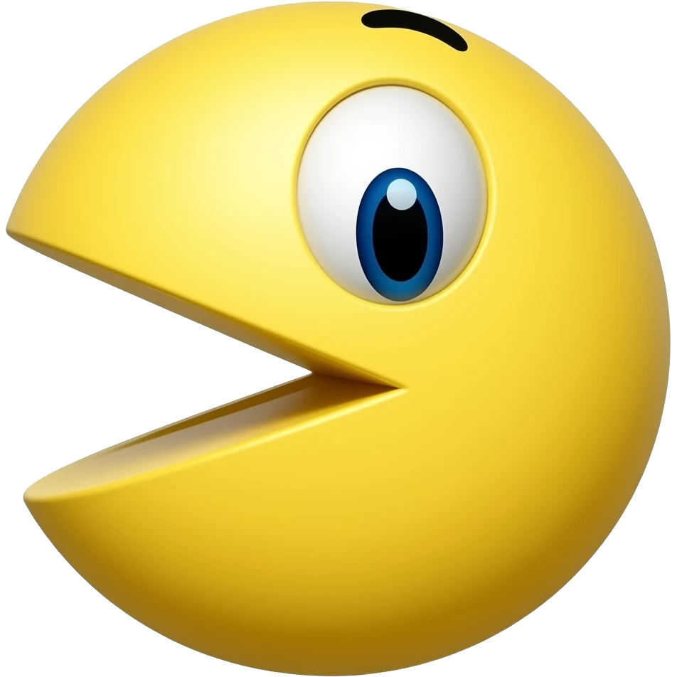 Pac man character saying "pac! Feed me" emoji