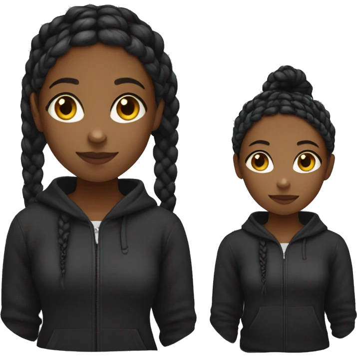 Black girl with braids wear a black hoodie  emoji