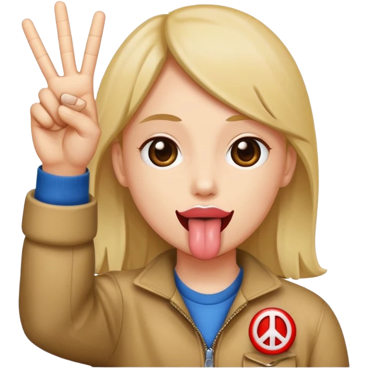 peace sign but up to there mouth with their tongue out emoji