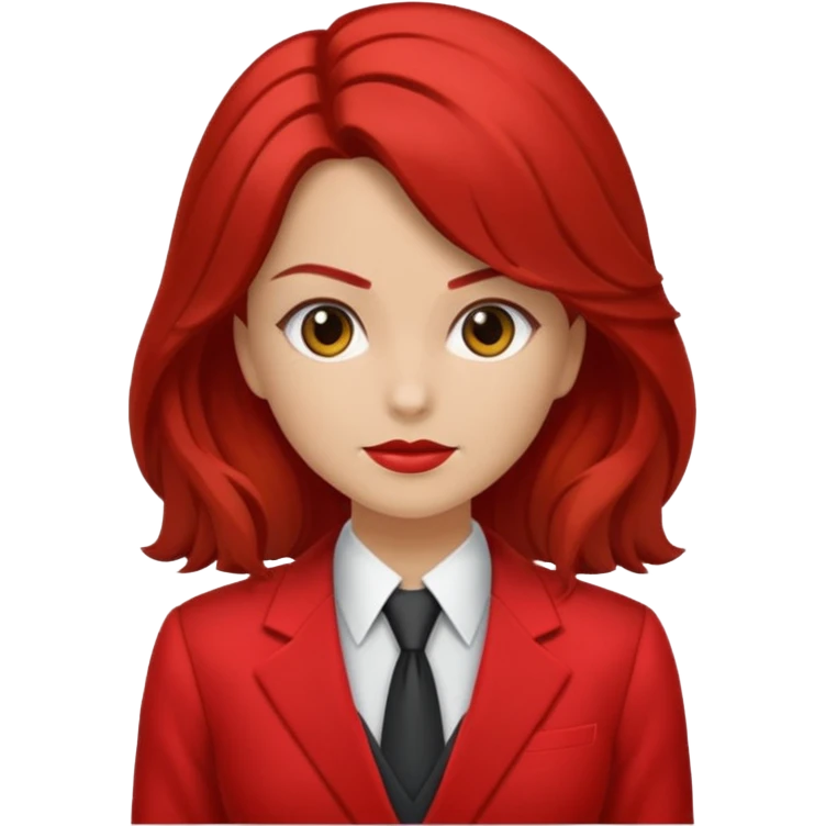 Una chica con pelo castaño medio pelirrojo con traje de superhéroe emoji