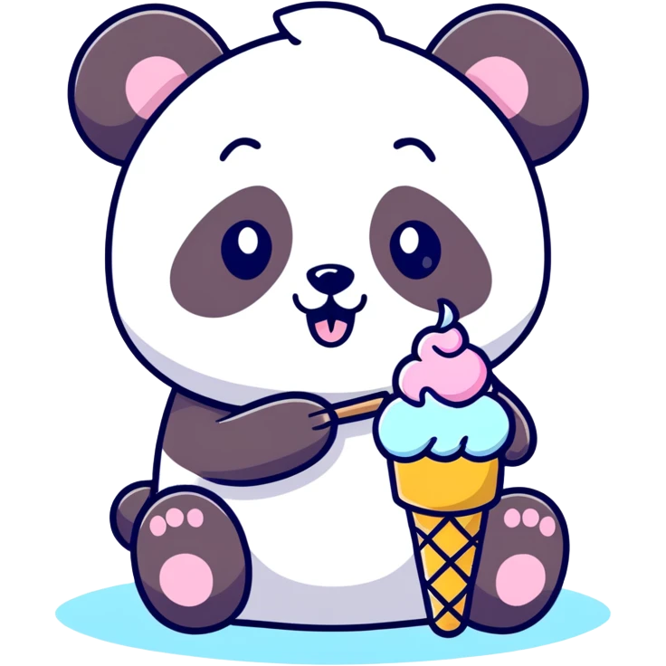 Panda eating ice cream emoji