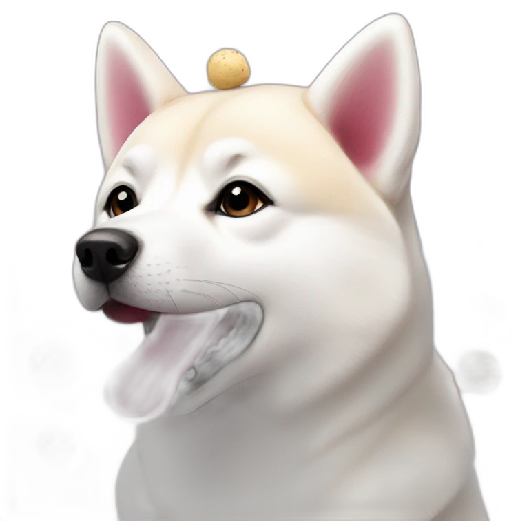 White Shiba with pink truffle emoji