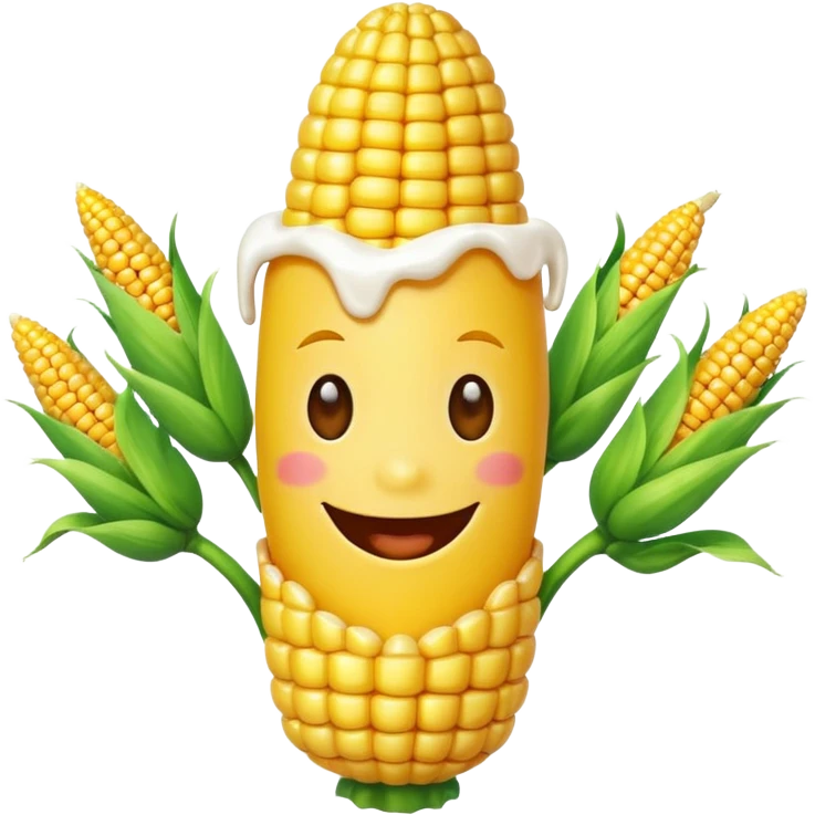 Happy corn with white paint  emoji