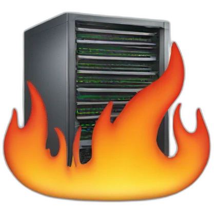 computer server with flames coming out emoji