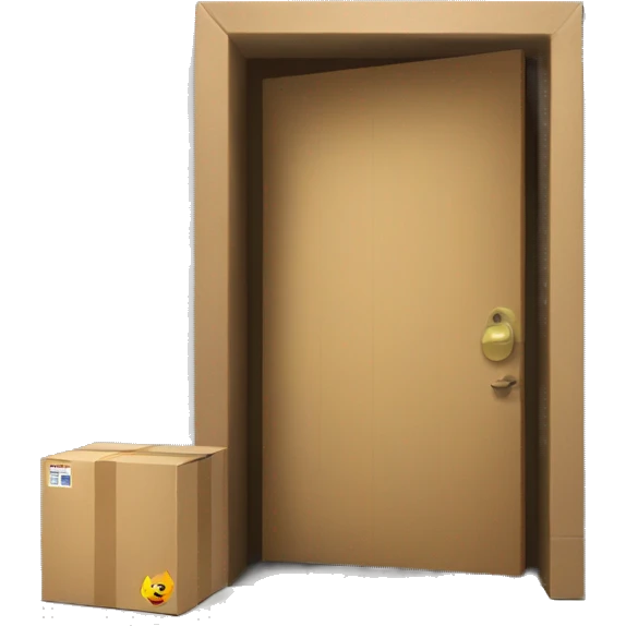 door with cardboard box in front of it emoji