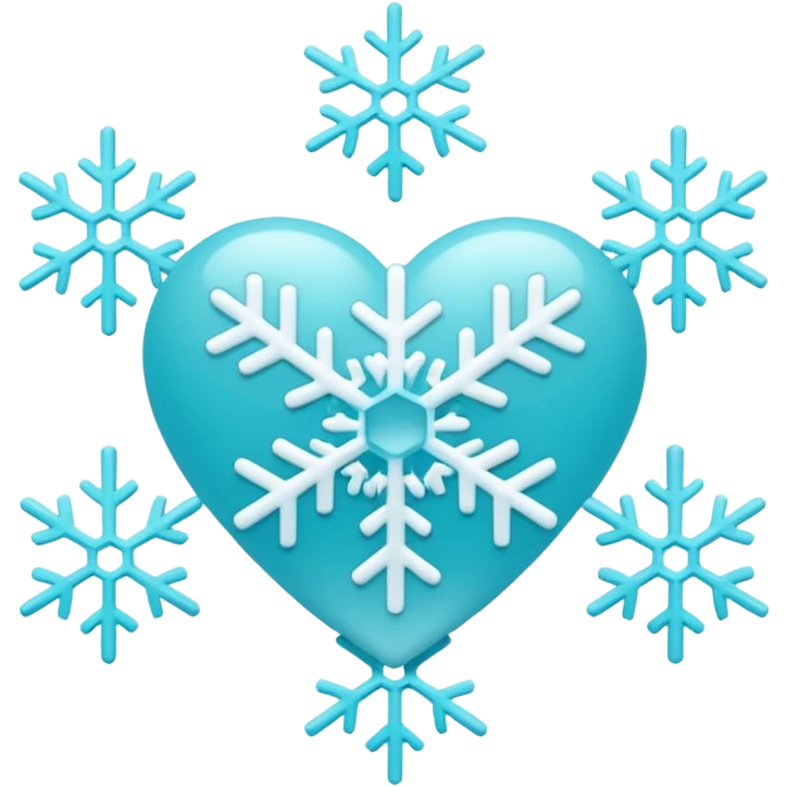 Cyan heart with white snowflake pattern emoji