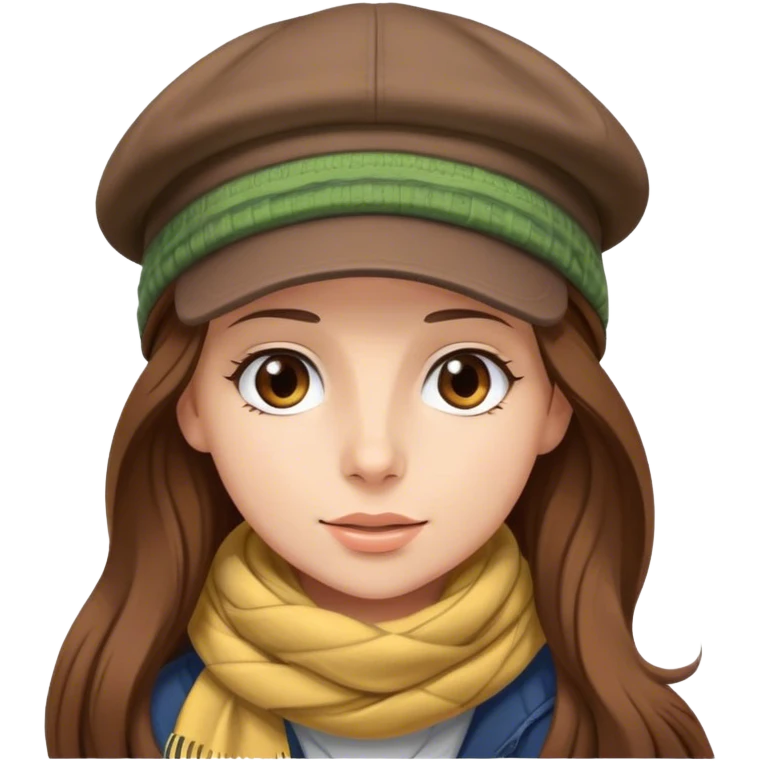Girl with long hair wearing a cap and a scarf over it listening to keinemusik emoji