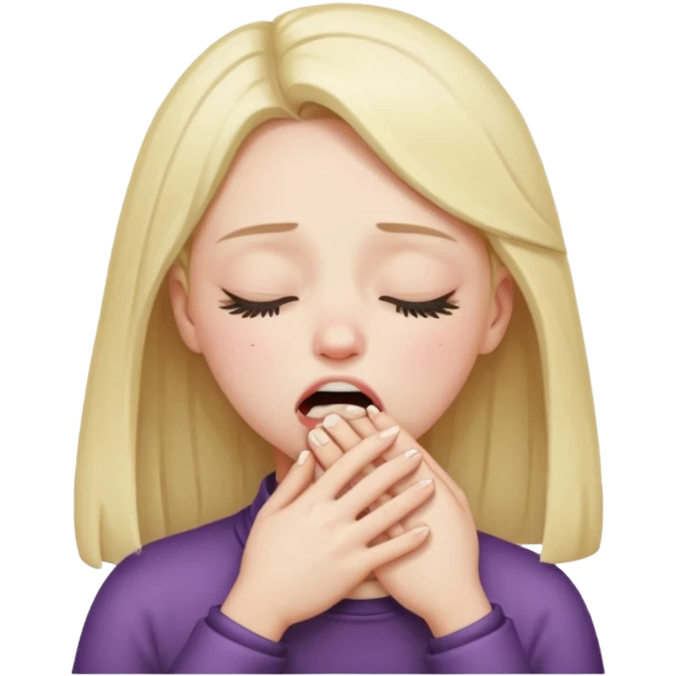 Girl closing her eyes and mouth while choking herself  emoji