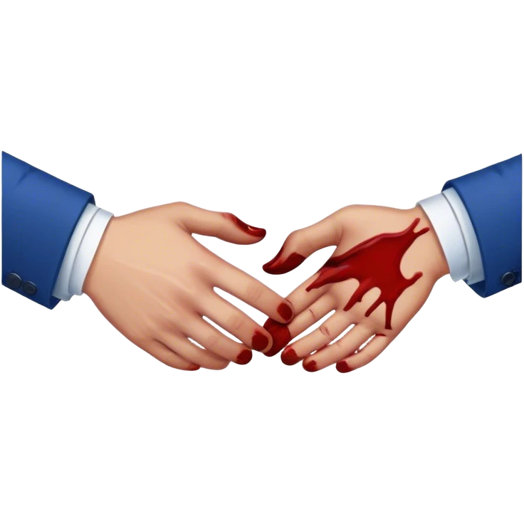 handshake, lots of blood on one of the hands dropping down, in blue suits emoji