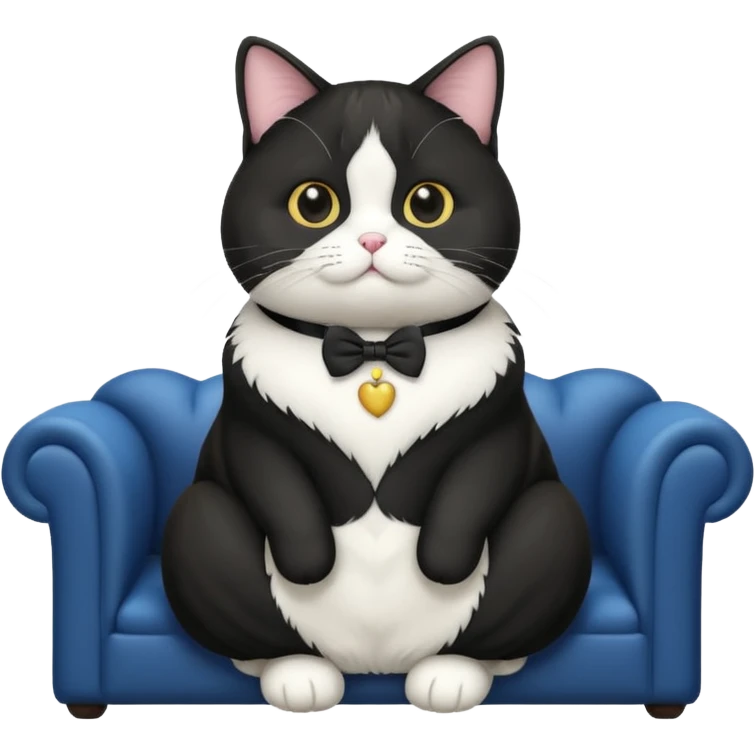 fat tuxedo cat sitting on a couch emoji