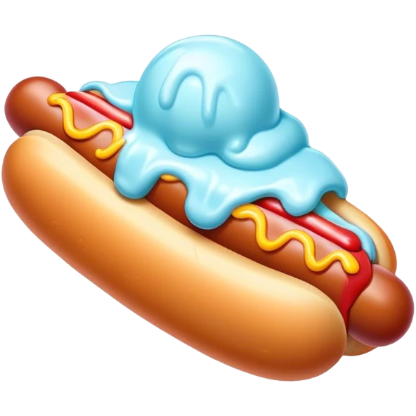 Melting neon ice cream hot dog  emoji