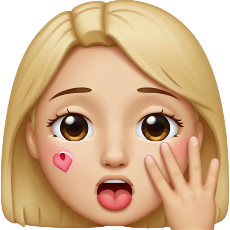 Crying kissy face with a peace sign emoji