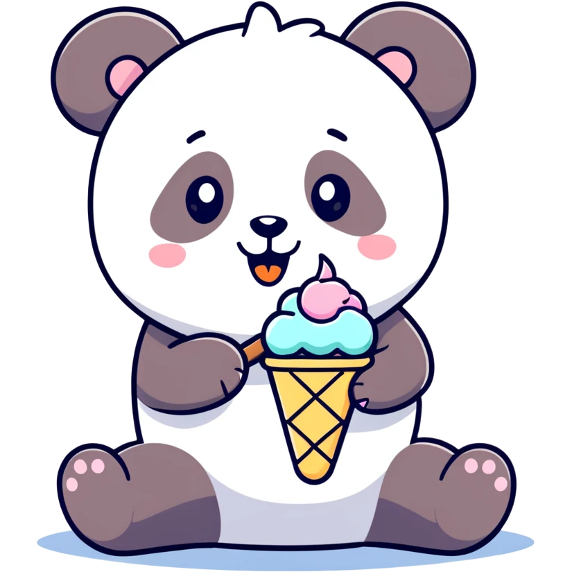 Panda eating ice cream emoji