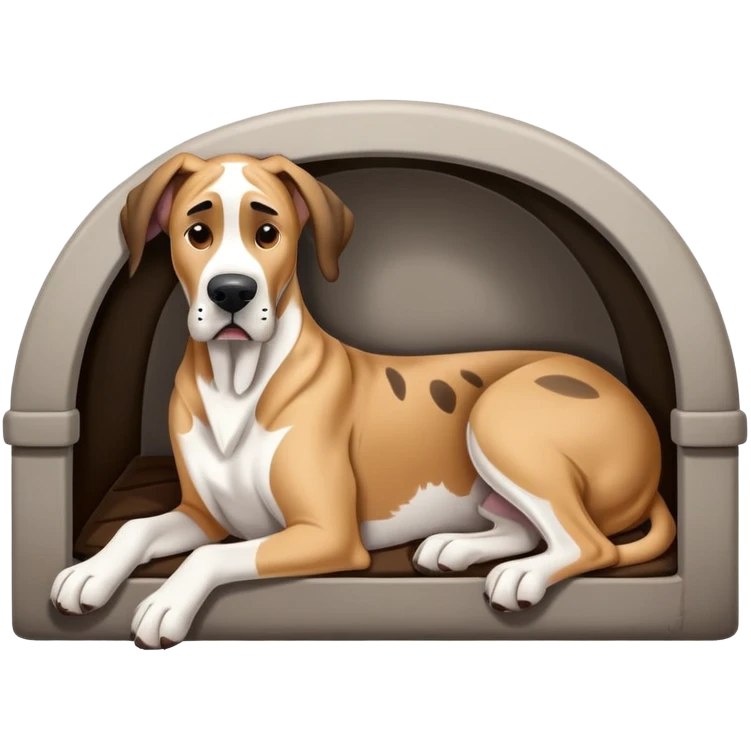 Howling great dane lying in kennel emoji