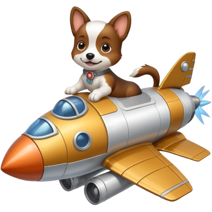 Puppy on top of a rocket ship emoji