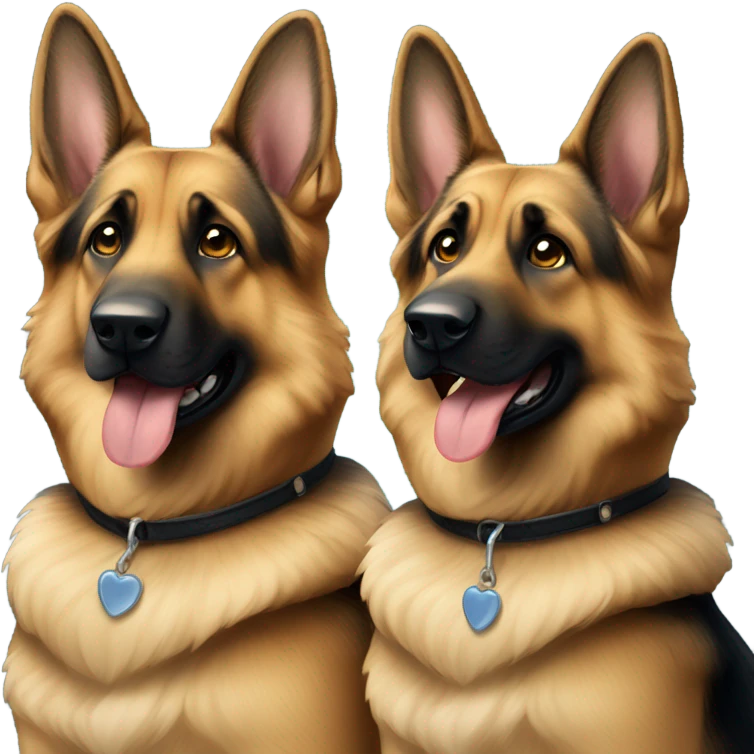 two german shepherds sitting next to each other emoji