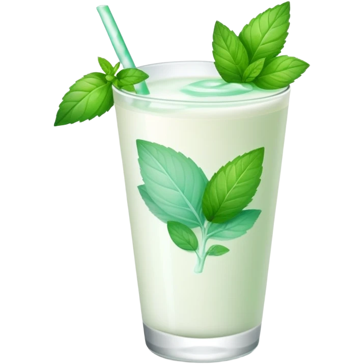 white drink with leaf emoji