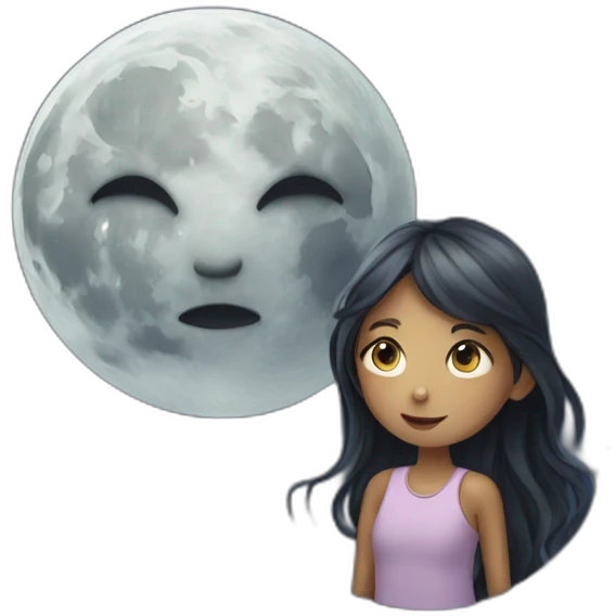 Moon with girl emoji