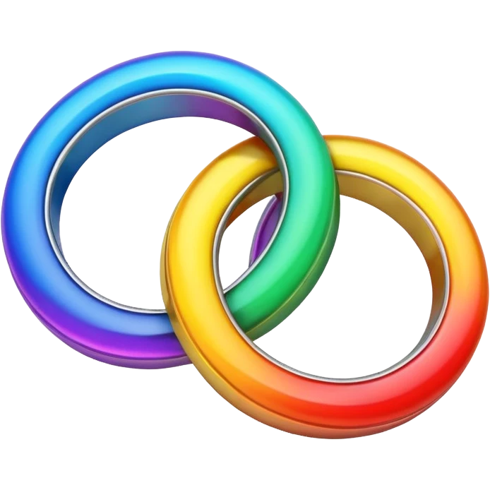 two rainbow rings entwined emoji