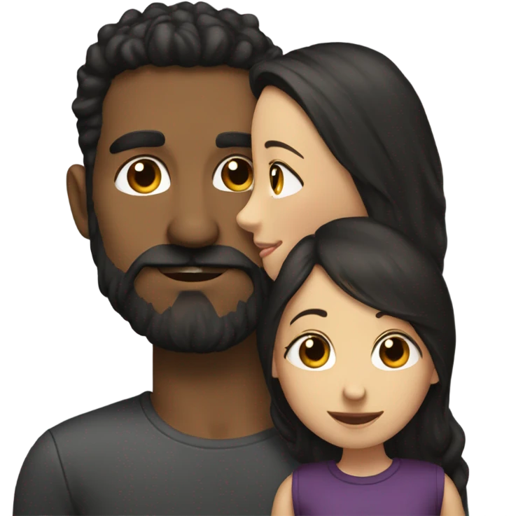 A guy with a beard kissing a girl with dark hair  emoji