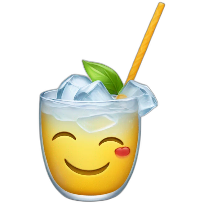 Vaso con tequila y hielo feliz emoji