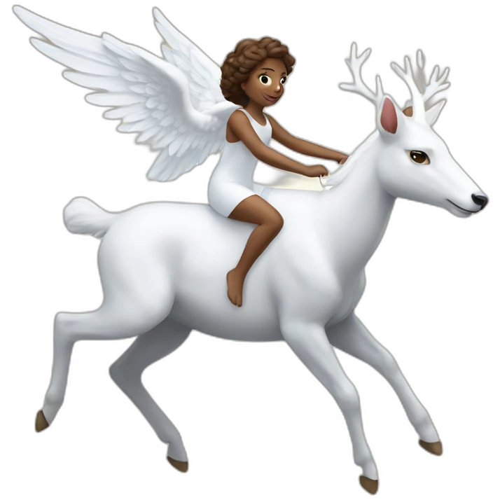 A angel riding a white deer emoji