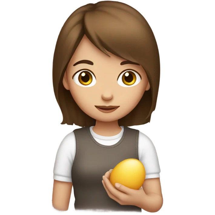 Brown hair girl holding an egg emoji