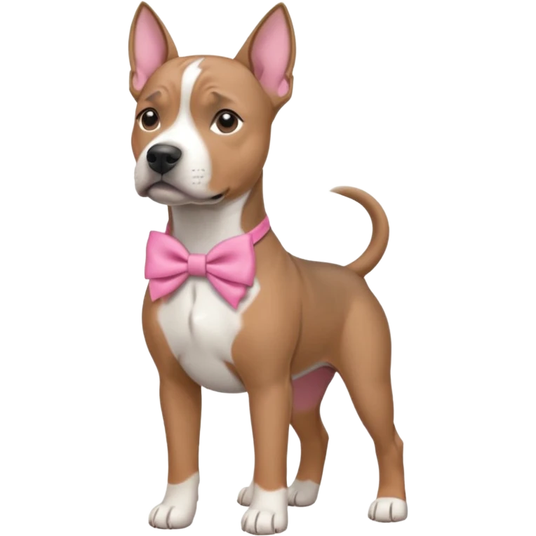 Gray amstaff with a pink bow emoji