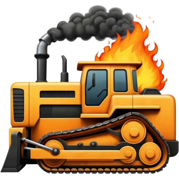 bulldozer on fire emoji