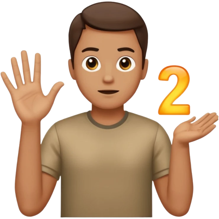 a guy shrugging his shoulders with a 6 above his right hand and a 7 above his left hand emoji