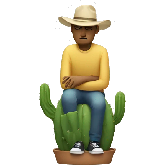 sad man sitting on little cactus emoji
