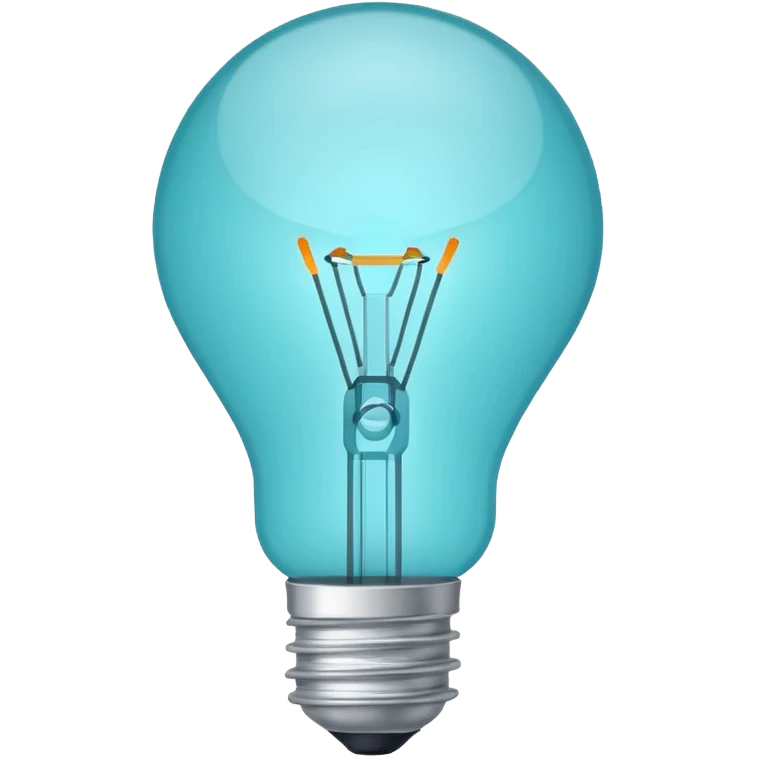 Light bulb icon, flat emoji style, outline with blue and turquoise colors emoji
