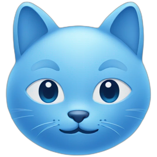 Blue simplistic sketch of a cute cat face emoji
