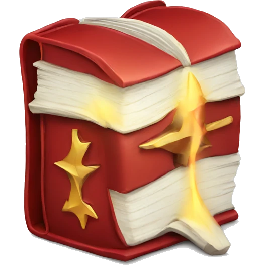 Red powerful Book with magic emoji