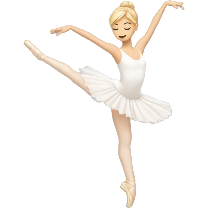 A white ballerina with blonde hair on point doing an arabesque  emoji
