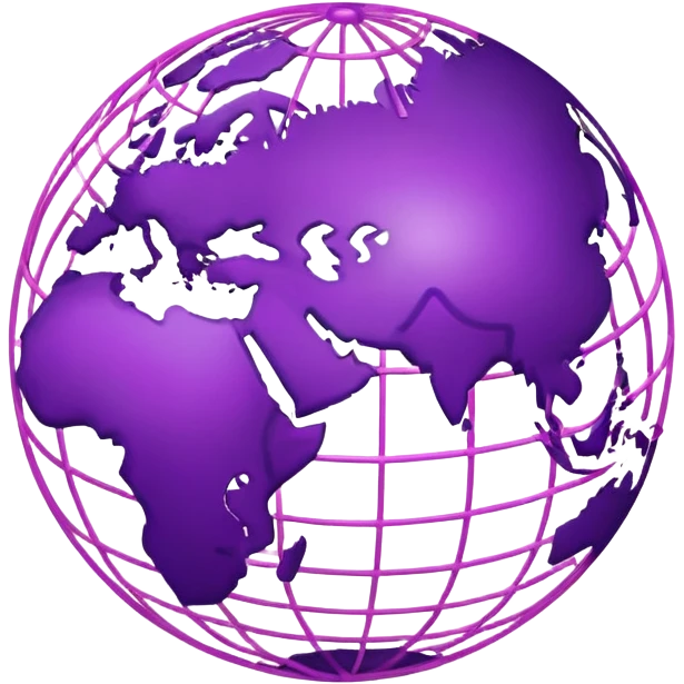 purple globe with pink network lines, shiny and simple emoji