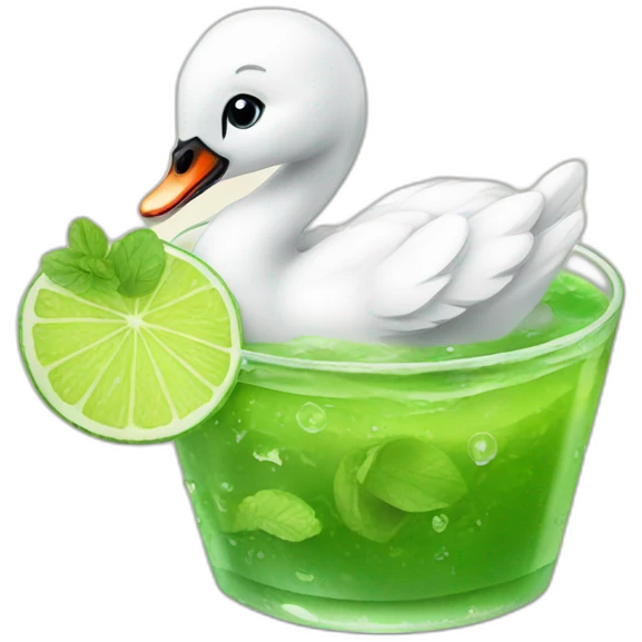 baby swan drinking mojito emoji