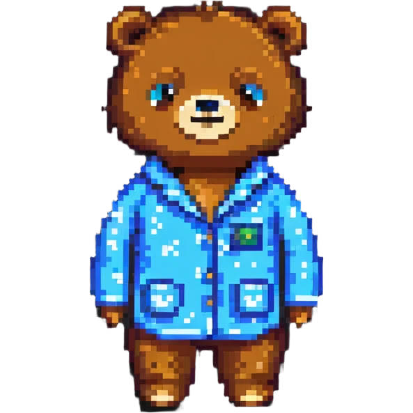 bear in pajamas pixel art emoji
