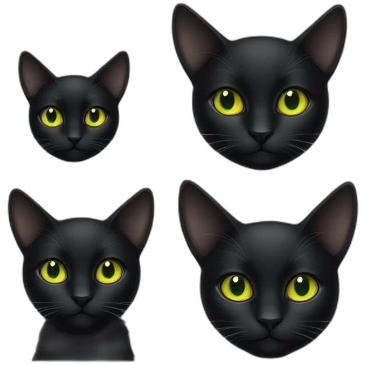 1 only black cat with Green eyes, and 1 only black cat smaller with yellow eyes  emoji