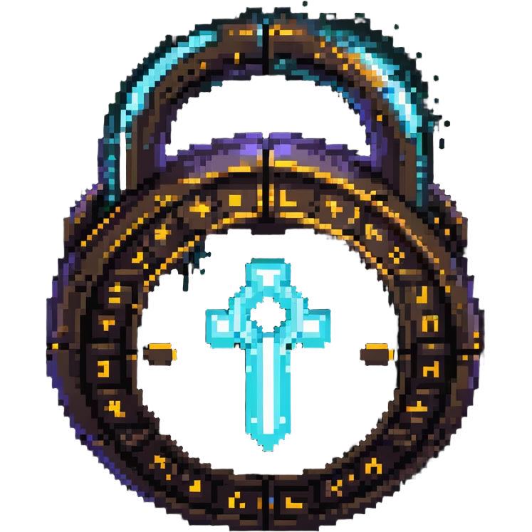 A fantasy magic lock with runes and glowing magical aura emoji